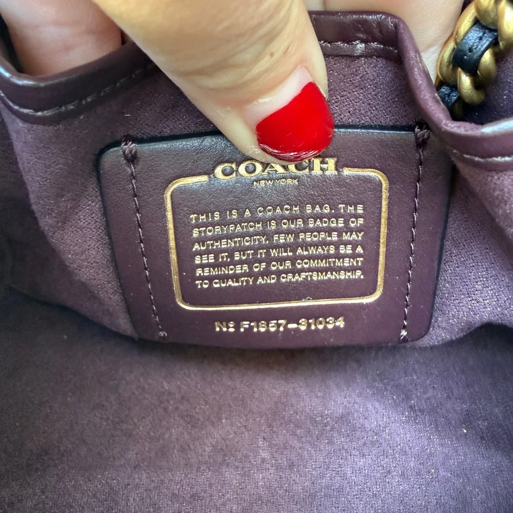 Coach Parker 18 Black Velvet Rivet Chain Crossbody Bag 31034 READ